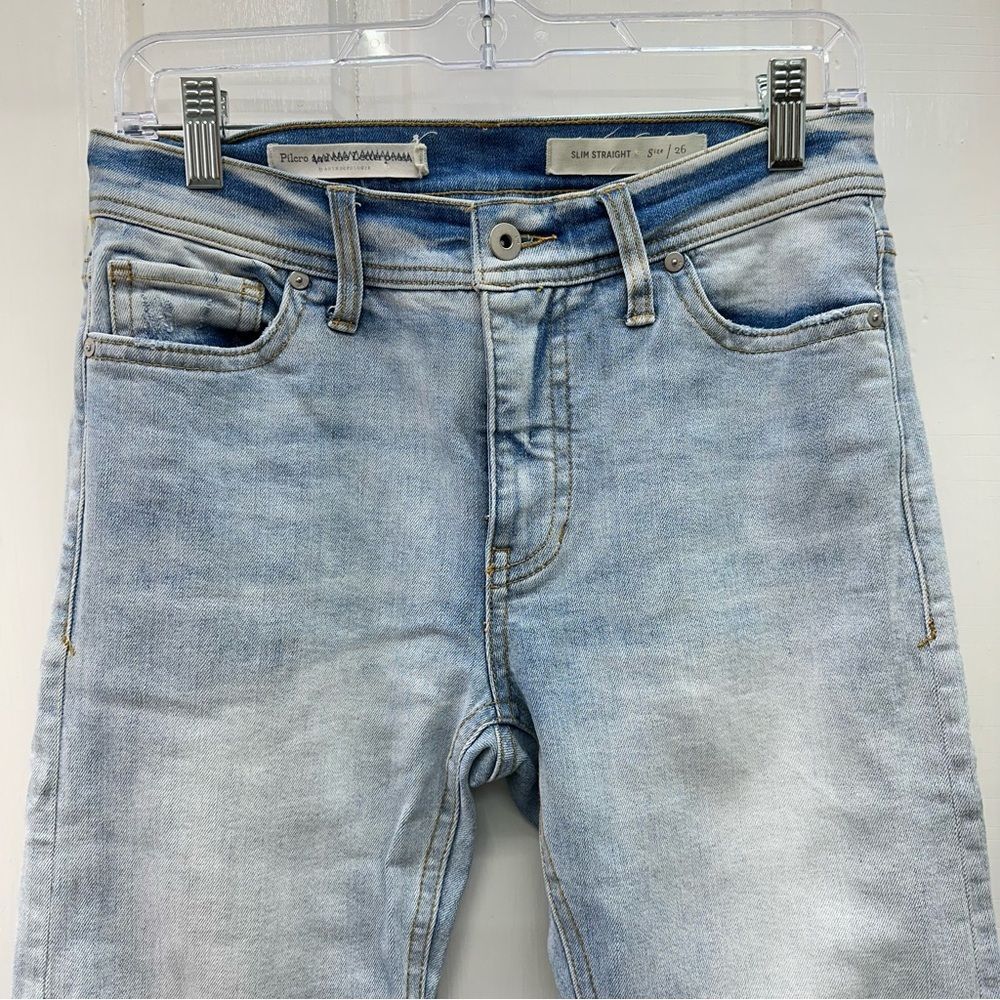 Pilcro Anthropologie slim straight high rise light wash denim jeans women's 26.‎ - Picture 3 of 8